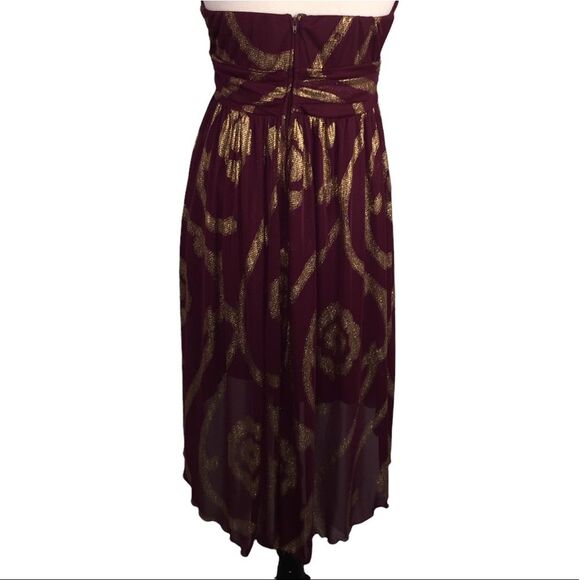 BCX Strapless High Low Wine Gold Dress Size 11 Beaded Waist Semi Formal - Picture 3 of 12